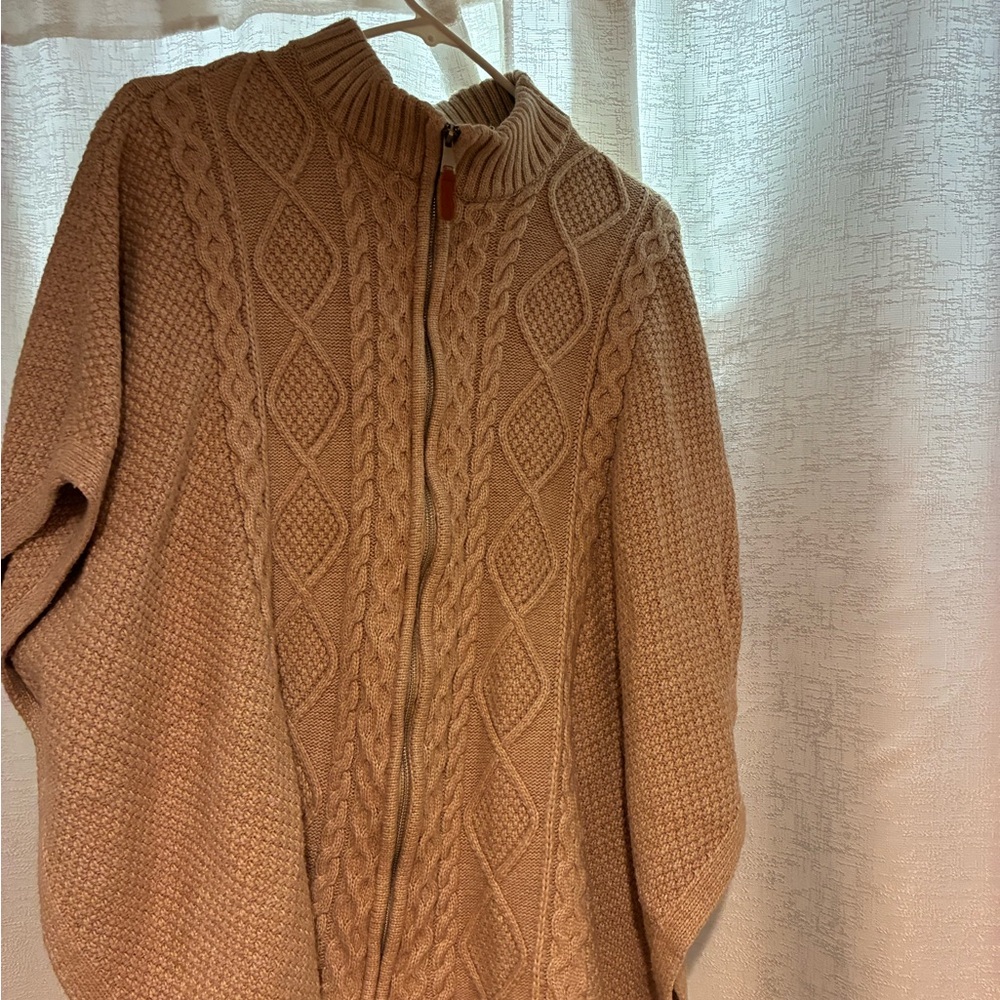 Cupcakes & Cashmere Beige Cable Knit Poncho Sweater